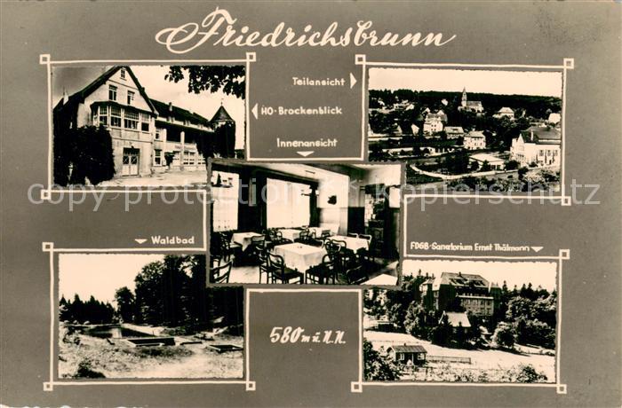 Friedrichsbrunn Harz HO-Brockenblick Waldbad FDGB-Sanatorium Ernst Thaelmann