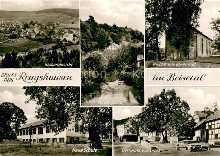 Rengshausen Hessen Gesamtansicht Kirche Ehrenmal Schule Dorfplatz