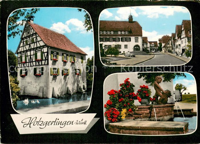 Holzgerlingen Fachwerkhaus Schwanenteich Ortsmotiv Brunnen