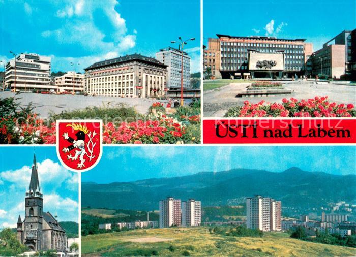 Usti nad Labem Aussig Miove namesti - KNV - Kostel se sikmou vezi