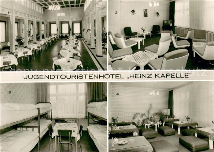 Binz Ruegen Jugendtouristenhotel Heinz Kapelle m. Speisesaal und Zimmer