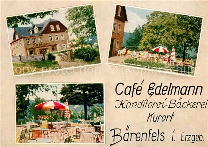Baerenfels Erzgebirge Cafe Edelmann Teilansichten d. Terrasse