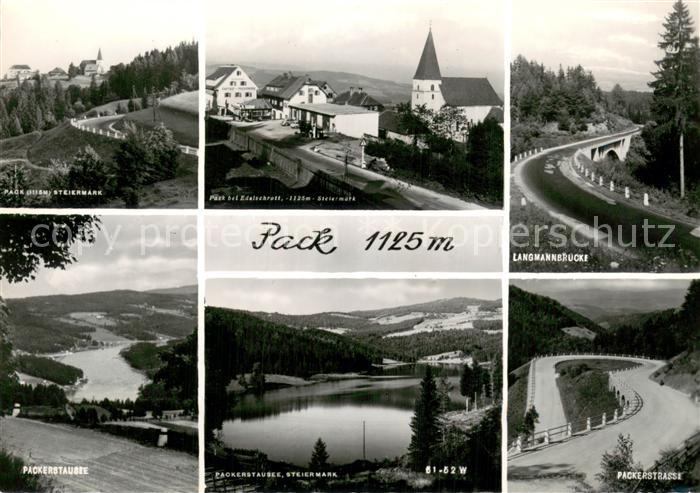 Pack Ortsansicht mit Kirche Langmannbruecke Serpentinen Stausee