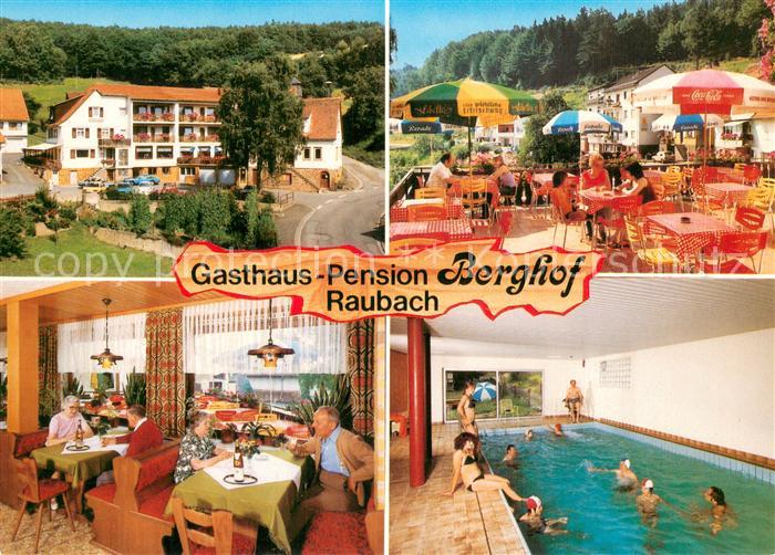 Raubach Odenwald Gasthaus Pension Berghof Restaurant Terrasse Hallenbad