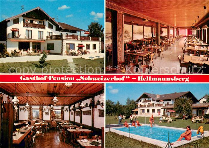 Hellmannsberg Waging See Gasthof Pension Schweizerhof Restaurant Swimming Pool