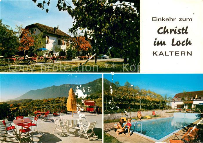 Kaltern Weinstrasse Tirol Pension Christl im Loch Terrasse Swimming Pool