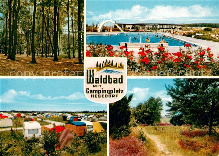Hesedorf Gyhum Waldbad mit Campingplatz Waldpartie Natur