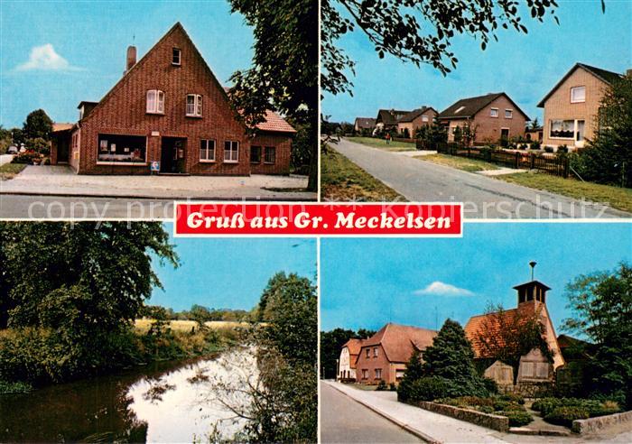 Gross Meckelsen Ortsansichten Kirche Partie am Wasser