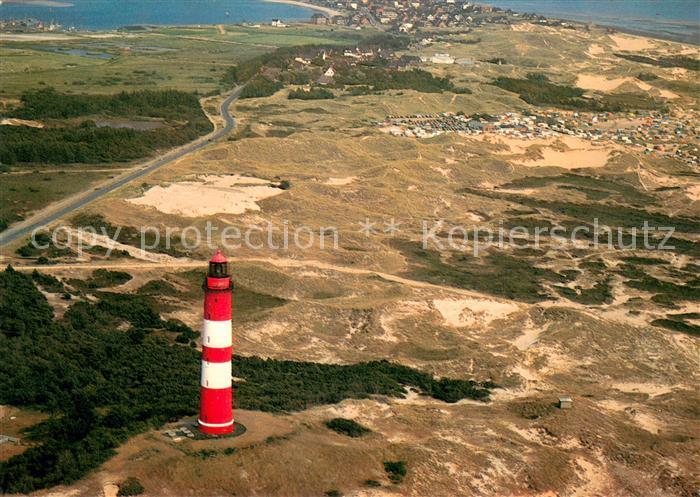 Amrum Fliegeraufnahme mit Leuchtturm und Wittduen
