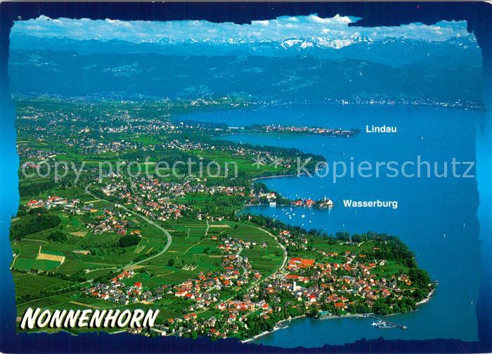 Nonnenhorn Bodensee Fliegeraufnahme mit Lindau und Wasserburg