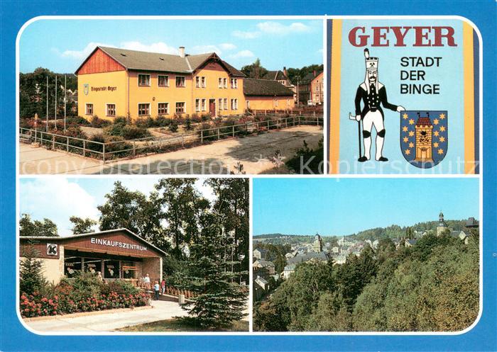 Geyer Busbahnhof Am Ortseingang Konsum Kaufhalle Blick von der Binge