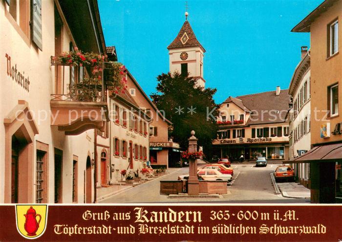 Kandern Marktplatz Brunnen Kirchturm