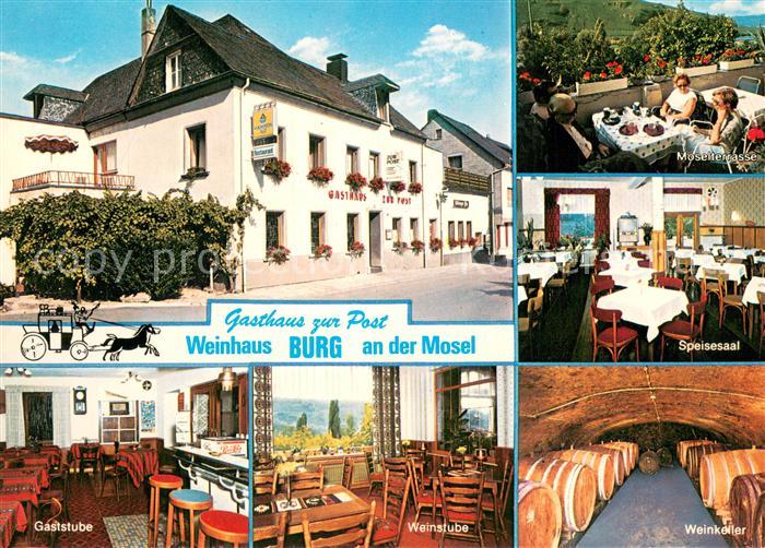 Burg Mosel Gasthaus zur Post Gaststube Weinstube Weinkeller Speisesaal Moselterr