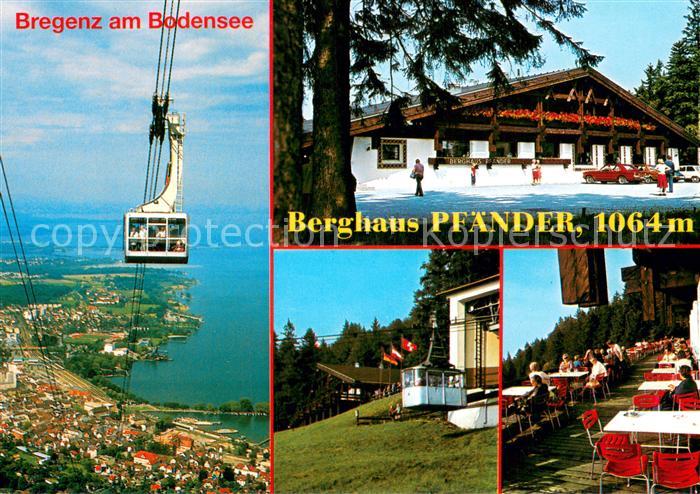 Bregenz Bodensee Pfaenderbahn mit Berghaus Pfaender Terrasse