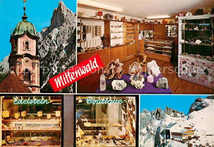 Mittenwald Bayern Edelstein Boutique Kirchturm Berghotel Alpen
