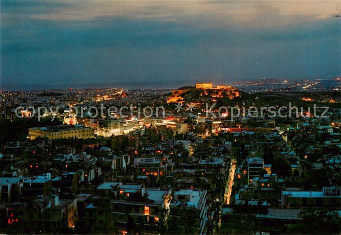 Athen Griechenland Ausblick in der Nacht mit Akropolis