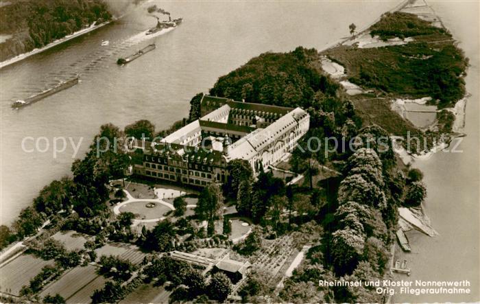 Nonnenwerth Rhein Insel und Kloster Nonnenwerth Fliegeraufnahme
