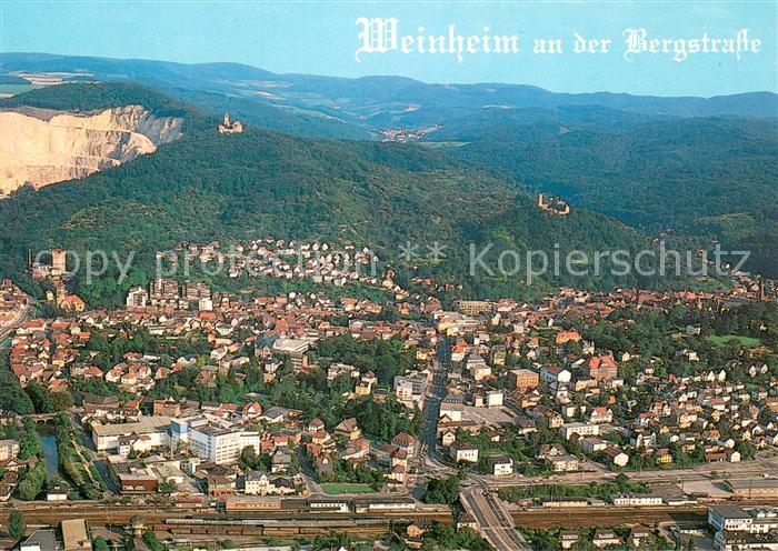 Weinheim Bergstrasse Altstadt Burgruine Windeck und Wachenburg Fliegeraufnahme