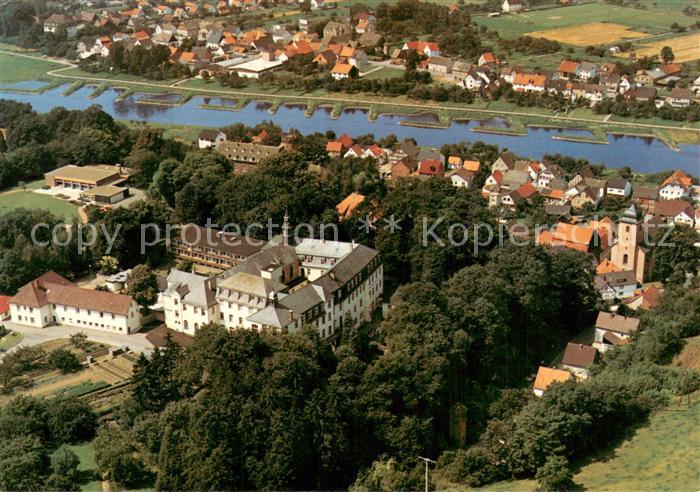 Beverungen Abtei vom hl Kreuz Herstelle Fliegeraufnahme