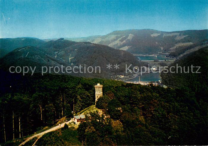 Bad Lauterberg Bismarckturm mit Odertalsperre Fliegeraufnahme