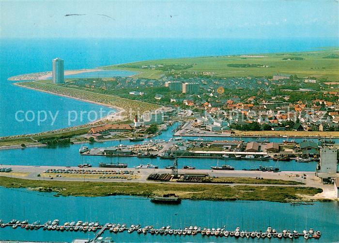 Buesum Nordseebad Hafen und Ort Fliegeraufnahme