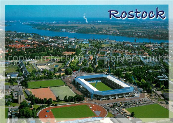 ROSTOCK  CITY Fliegeraufnahme mit Fussballstadion
