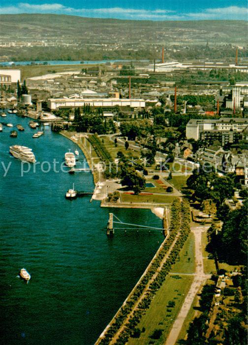 Andernach Rhein Rheinland-Pfalz Rheinanlagen Fliegeraufnahme