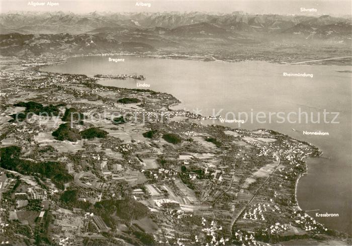 Vorarlberg Fliegeraufnahme mit Bregenz Lindau Wasserburg Nonnenhorn Kressbronn