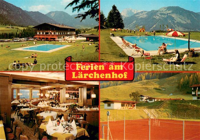 Erpfendorf Gasthof Laerchenhof Pool Gastraum Tennisplatz
