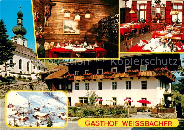 Auffach Gasthof Pension Weissbacher Gastraeume Kirche Panorama
