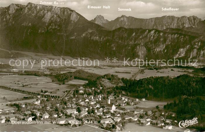 Oberaudorf Inn Fliegeraufnahme mit Wildem Kaiser