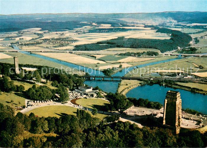Hohensyburg Dortmund Fliegeraufnahme mit Vincketurm und Zusammenfluss von Ruhr u