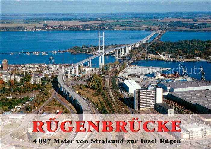 Ruegen Ruegenbruecke von Stralsund zur Insel Ruegen Fliegeraufnahme