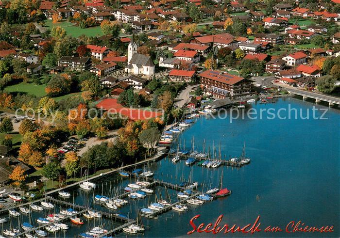 Seebruck Chiemsee Fliegeraufnahme mit Yachthafen