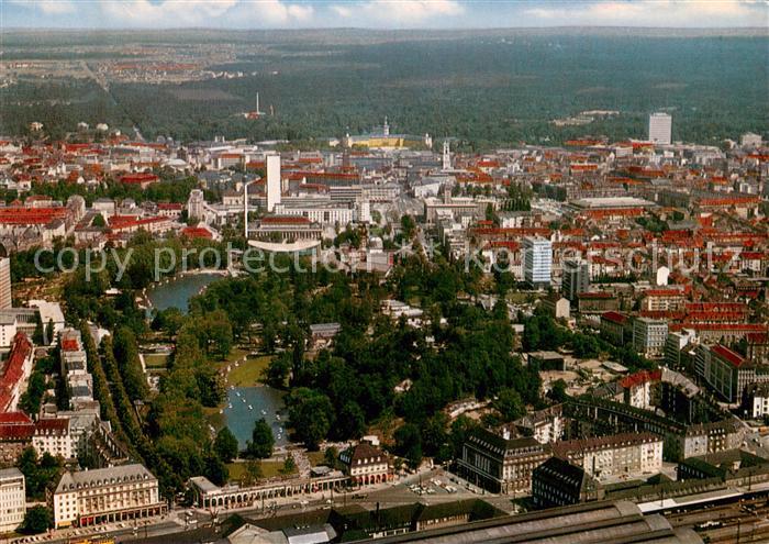 Karlsruhe Baden Fliegeraufnahme mit Stadtgarten und Zoo