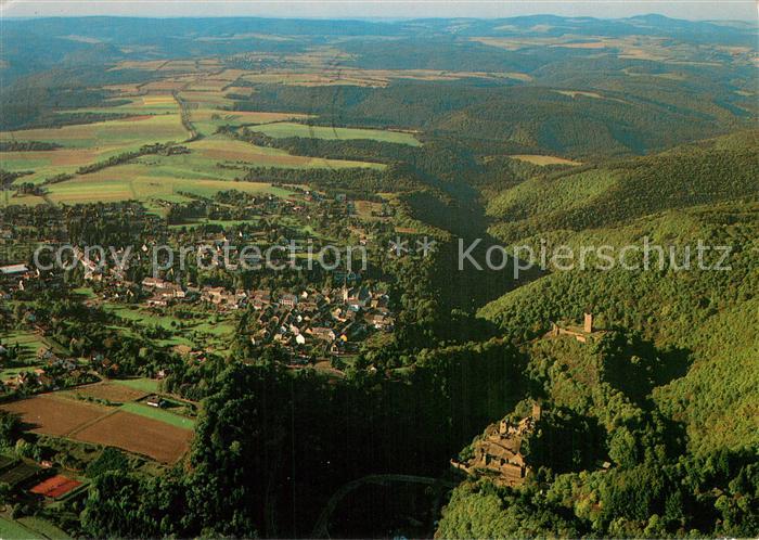Manderscheid Eifel Ober und Niederburg am Liesental Fliegeraufnahme