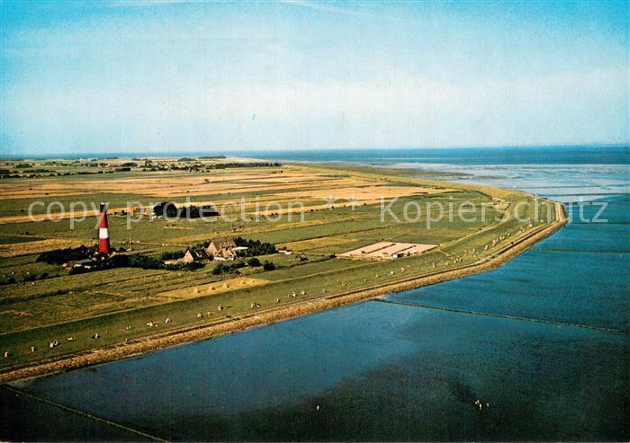 Pellworm Fliegeraufnahme mit Leuchtturm