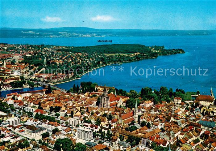 Konstanz Bodensee Fliegeraufnahme mit Meersburg