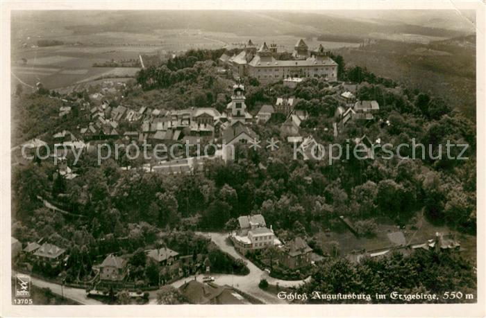Augustusburg Fliegeraufnahme Schloss Augustusburg Schlossgastwirtschaft