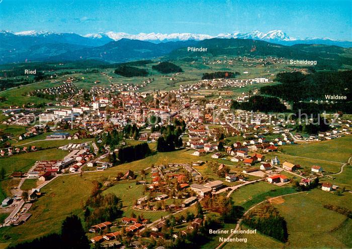 Lindenberg Allgaeu Fliegeraufnahme Panorama m. Voralrsberger u. Schweizer Bergen