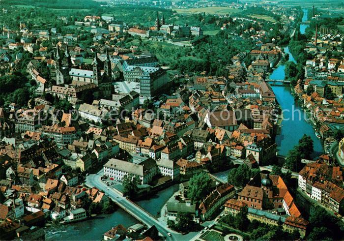 Bamberg Fliegeraufnahme Regnitz Rathaus Kaiserdom Kloster-Michaelsberg