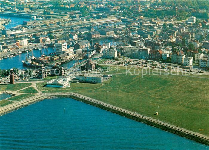 Cuxhaven Nordseebad Fliegeraufnahme Teilansicht Alter Hafen