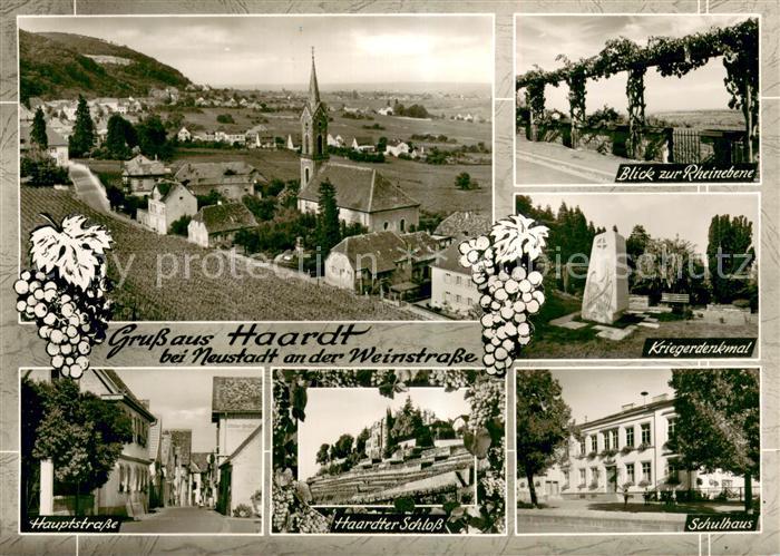 Haardt Weinstrasse Rheinebene Kriegerdenkmal Schulhaus Haardter Schloss