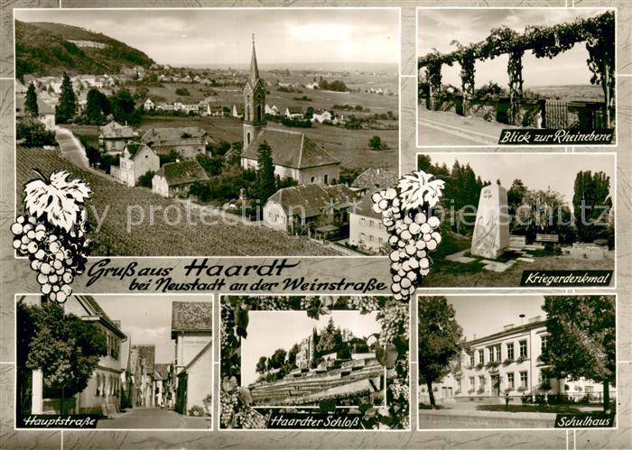 Haardt Weinstrasse Rheinebene Kriegerdenkmal Schulhaus Haardter Schloss