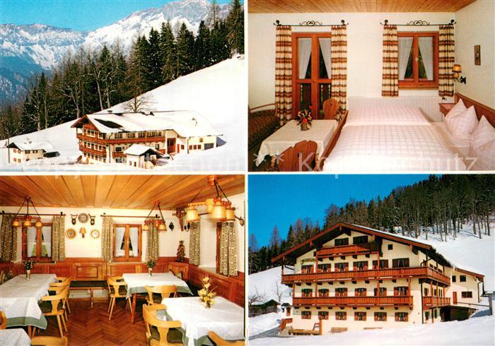 Oberau  Berchtesgaden Pension Madllehn Gastraum Fremdenzimmer Winterlandschaft A