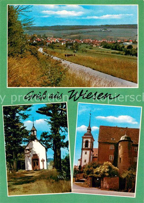 Wiesen Unterfranken Panorama Kapelle Ortsmotiv mit Kirche