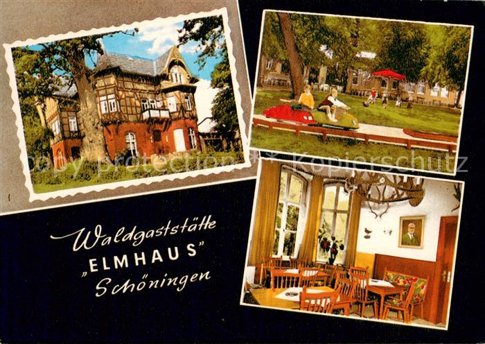 Schoeningen Ausflugslokal Elmhaus Gastraum Garten Kinderspielplatz