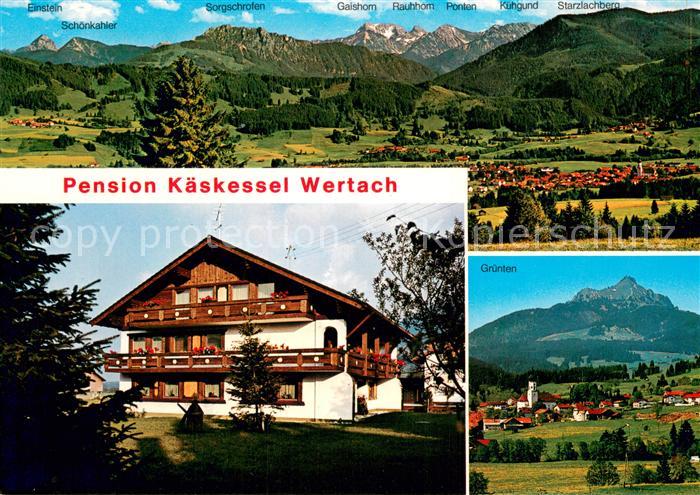 Wertach Gesamtansicht mit Alpenpanorama Pension Kaeskessel