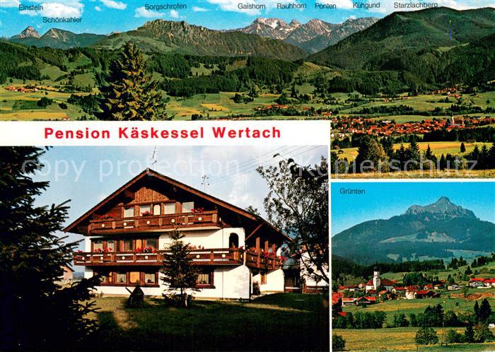 Wertach Gesamtansicht mit Alpenpanorama Pension Kaeskessel