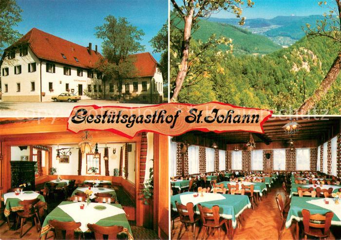 St Johann Wuerttemberg Gestuetsgasthof St. Johann Restaurant Landschaftspanorama